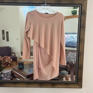 Zara Asymmetric Long Sleeve Ballet Pink Top